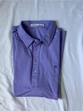 Criquet Purple Stripe Short Sleeve Men’s Golf Shirt Size XXL